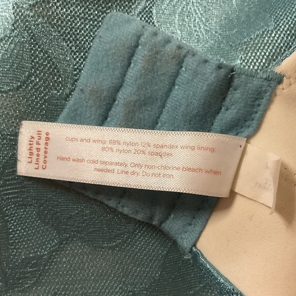 Cacique Totally Smooth Lightly Lined Full Coverage Bra teal blue lace 38DD - Picture 5 of 9